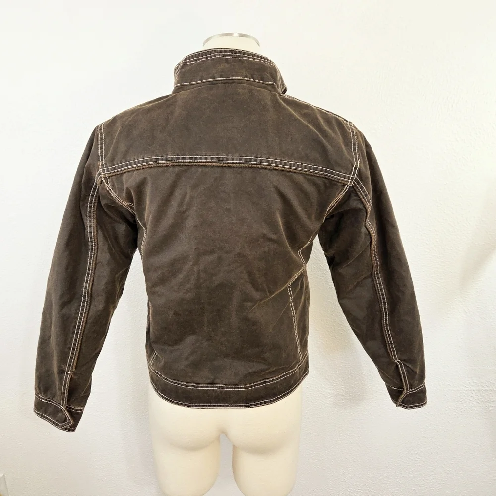 BKE Boys Antique Jacket Dark Brown Bomber Faux Leather Size Medium NEW NWT